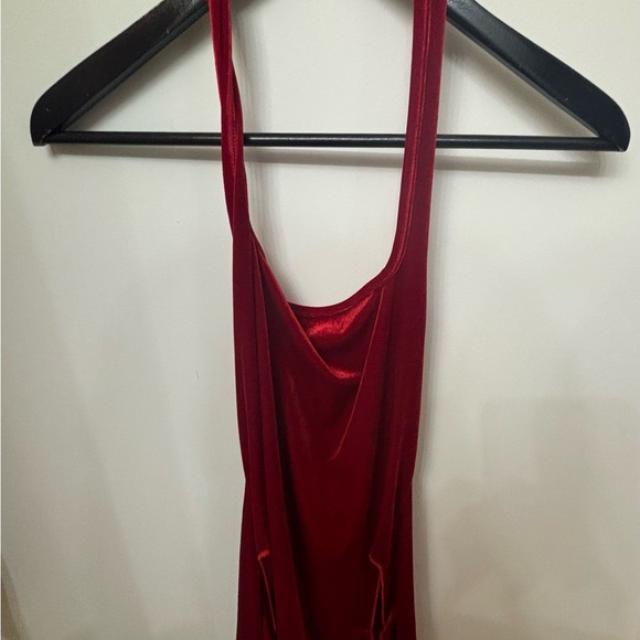 SHEIN sexy red velvet dress - halter style with detail at slits - Picture 1 of 3